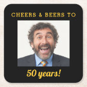 Cheers & Beers 50e verjaardag foto mijlpaal Kartonnen Onderzetters (Voorkant)