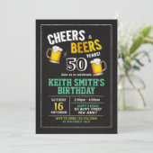Cheers & Beers 50e verjaardag uitnodiging - Elke l (Staand voorkant)