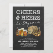 Cheers & Beers 50th Birthday Party Invitation Kaart (Voorkant)