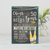 Cheers & Beers 50th Birthday Uitnodiging (Staand voorkant)