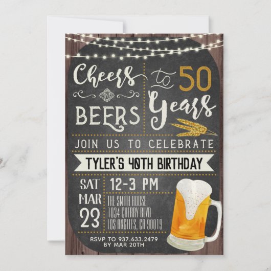 Cheers & Beers 50th Birthday Uitnodiging (Voorkant)