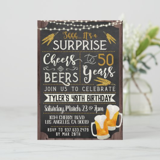 Cheers & Beers 50th Birthday Uitnodiging (Staand voorkant)