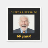 Cheers & Beers 60 jaar oude verjaardag foto Servet (Voorkant)
