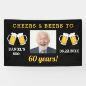 Cheers & Beers 60 Jaar Verjaardag Foto Keepsake Spandoek (Horizontaal)