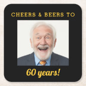 Cheers & Beers 60e verjaardag Foto Milestone Kartonnen Onderzetters (Voorkant)