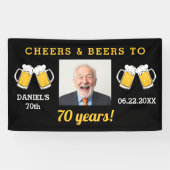 Cheers & Beers 70 Jaar Verjaardag Foto Keepsake Spandoek (Horizontaal)