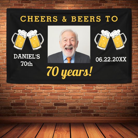 Cheers & Beers 70 Jaar Verjaardag Foto Keepsake Spandoek