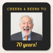 Cheers & Beers 70e verjaardag Foto Milestone Kartonnen Onderzetters (Voorkant)