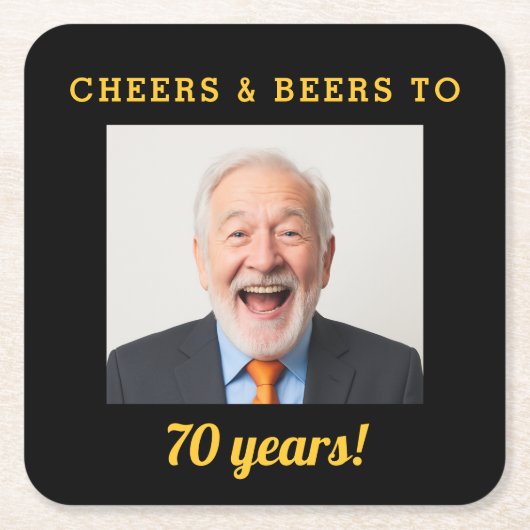 Cheers & Beers 70e verjaardag Foto Milestone Kartonnen Onderzetters (Voorkant)