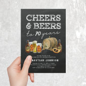 Cheers & Beers 70th Birthday Party Invitation Kaart
