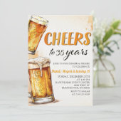 Cheers Beers Adult Birthday Party Uitnodiging (Staand voorkant)
