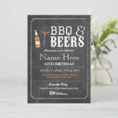 Cheers & Beers BBQ Birthday Party 30th 60th Invite Kaart (Staand voorkant)