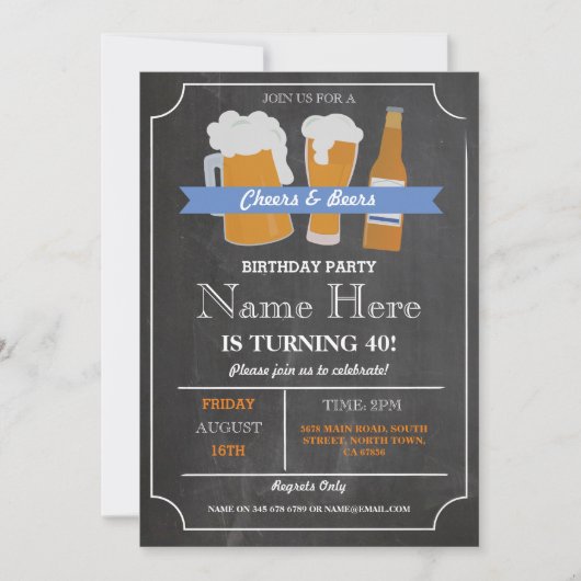 Cheers & Beers BBQ Birthday Party OM HET EVEN WELK Kaart (Voorkant)