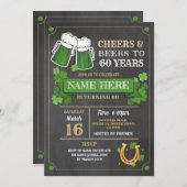 Cheers Beers Birthday Chalk St Patricks Day Party Kaart (Voorkant / Achterkant)