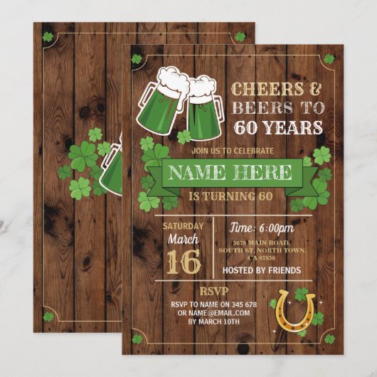 Cheers Beers Birthday St Patricks Day Party Kaart (Voorkant / Achterkant)