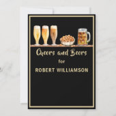 Cheers & Beers Black & Gold Bachelor Party Kaart (Achterkant)
