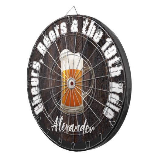 Cheers Beers en de 19e hole Golf Balls Wood Dartbord (Voorkant Rechts)