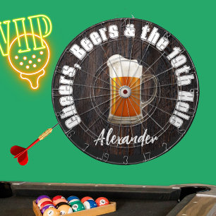 Cheers Beers en de 19e hole Golf Balls Wood Dartbord