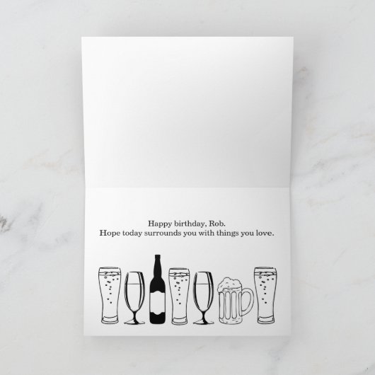 Cheers & Beers Funny Mannen Birthday Kaart (Binnen)