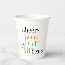Cheers Beers Golf 40e verjaardagsfeestje Papieren Bekers