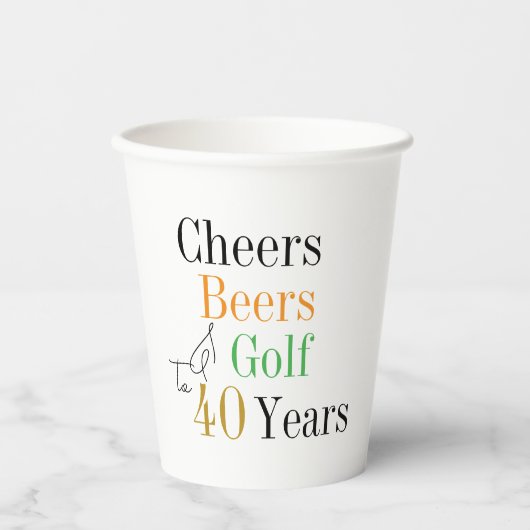 Cheers Beers Golf 40e verjaardagsfeestje Papieren Bekers (Voorkant)