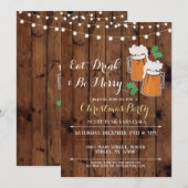 Cheers Beers Kerstfeest Holly Uitnodiging (Voorkant / Achterkant)