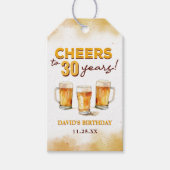 Cheers & Beers Mannen Grappige 30ste Verjaardag Cadeaulabel (Voorkant)