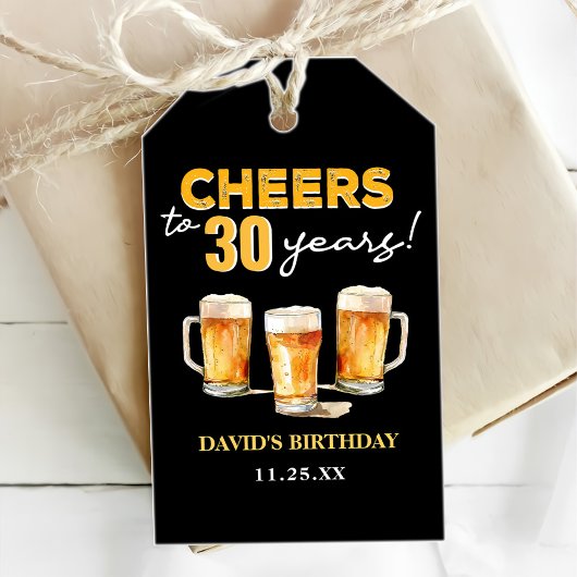 Cheers & Beers Mannen Grappige 30ste Verjaardag Cadeaulabel
