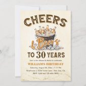 Cheers & Beers Mannen Grappige 30ste Verjaardag Kaart (Voorkant)