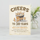 Cheers & Beers Mannen Grappige 30ste Verjaardag Kaart (Staand voorkant)
