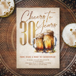 Cheers & Beers Mannen Grappige 30ste Verjaardag Kaart<br><div class="desc">Viel de grote 3-0 met stijl en humor met dit bier verjaardagsontwerp. De gouden typografie is elegant en roept een koel glas bier op, wat het een klassiek retro gevoel geeft. Ideaal voor man (of vrouw!) in je leven die van hun lagers, boerinnen en andere biertjes houdt. Ideaal voor dat...</div>