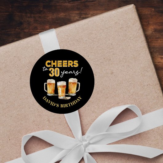 Cheers & Beers Mannen Grappige 30ste Verjaardag Ronde Sticker