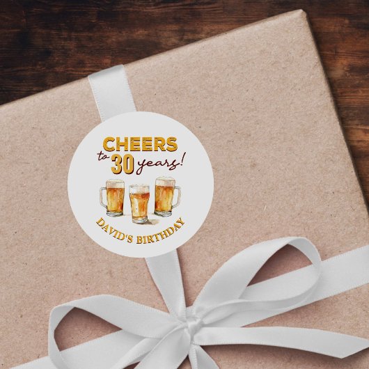 Cheers & Beers Mannen Grappige 30ste Verjaardag Ronde Sticker