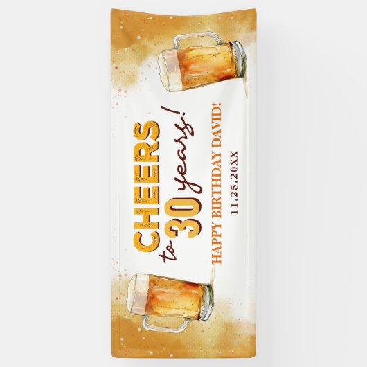 Cheers & Beers Mannen Grappige 30ste Verjaardag Spandoek (Verticaal)