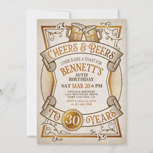 Cheers Beers Mannen Grappige Verjaardag Kaart (Voorkant)