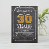 Cheers & Beers Men's 30th Birthday Invitation Kaart (Staand voorkant)