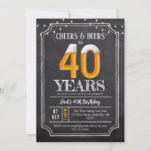 Cheers & Beers Men's 40th Birthday Invitation Kaart (Voorkant)