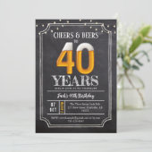 Cheers & Beers Men's 40th Birthday Invitation Kaart (Staand voorkant)