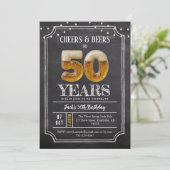 Cheers & Beers Men's 50th Birthday Invitation Kaart (Staand voorkant)