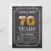 Cheers & Beers Men's 70th Birthday Invitation Kaart (Voorkant)