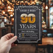 Cheers & Beers Men's 90th Birthday Invitation Kaart