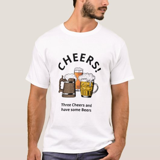 CHEERS Beers Moderne Cartoon  T-shirt (Voorkant)