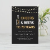 Cheers & Beers Neon Teken 70e Verjaardag voor volw Kaart (Staand voorkant)