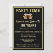 Cheers & Beers Party Time 50th (Any Year) Birthday Kaart (Voorkant)