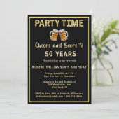 Cheers & Beers Party Time 50th (Any Year) Birthday Kaart (Staand voorkant)