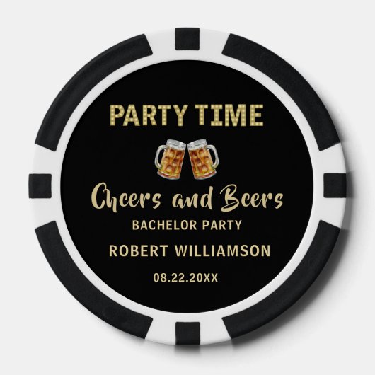 Cheers & Beers Party Time Lights voor vrijgezellen Poker Chips (Voorkant)