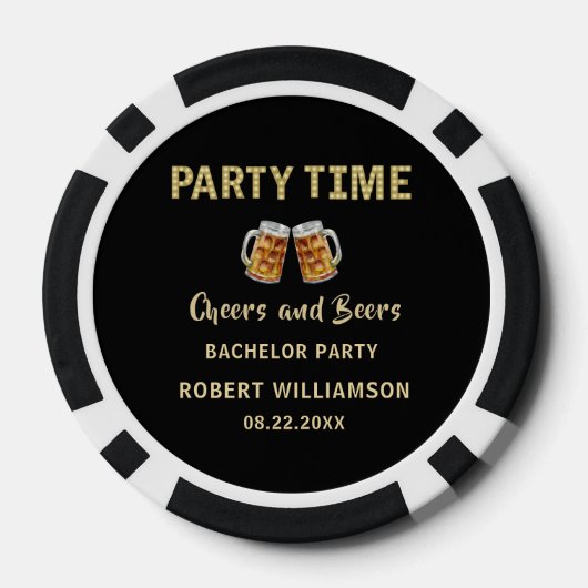 Cheers & Beers Party Time Lights voor vrijgezellen Poker Chips (Achterkant)