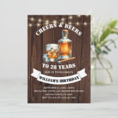 Cheers & Beers Rustic 28e Landelijke Verjaardagsfe Kaart (Staand voorkant)