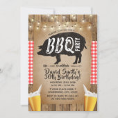 Cheers & Beers Rustic BBQ Birthday Party Kaart (Voorkant)