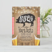 Cheers & Beers Rustic BBQ Birthday Party Kaart (Staand voorkant)